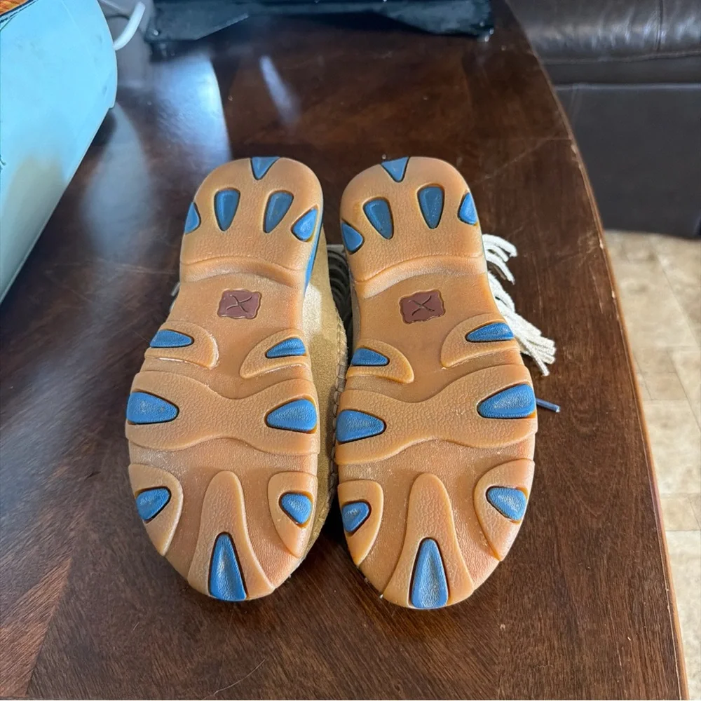 Twisted X Kids Moccasins with Multicolor Pattern and Blue Laces